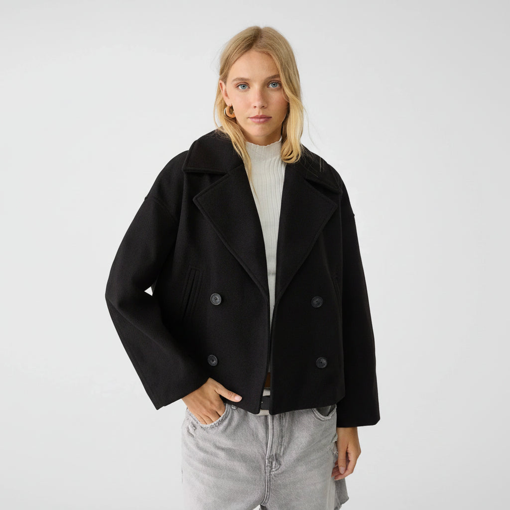 Blazer Women Short Double Breasted Oversized Jacket Lapel