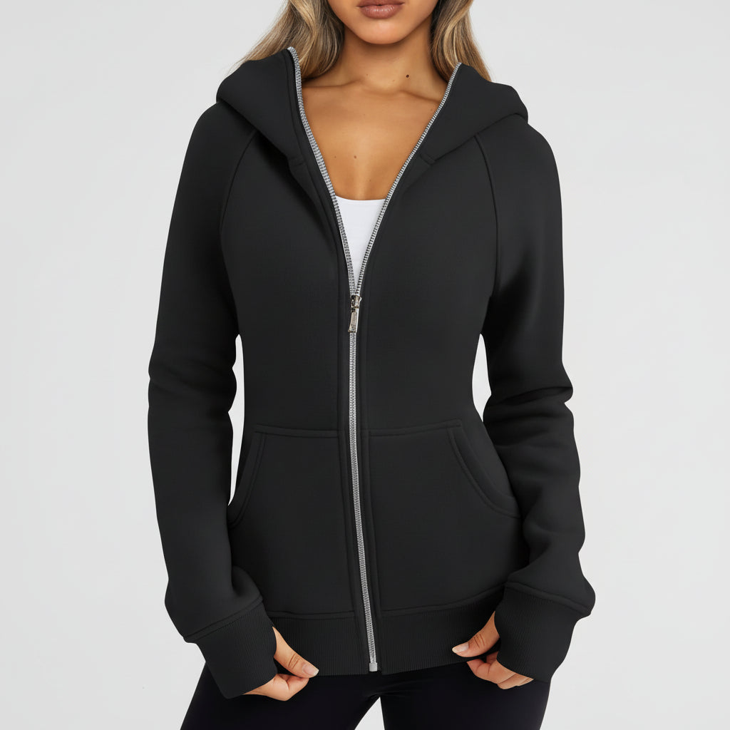 Felpa Zip Donna Slim Fit Misto Cotone Casual