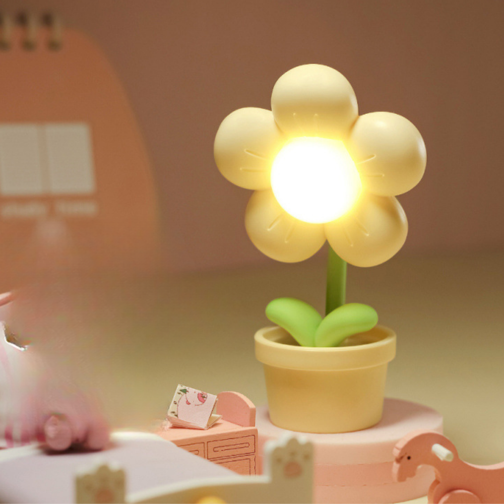 Candeeiro de mesa LED Flor Plástico Decorativo Luz Noturna