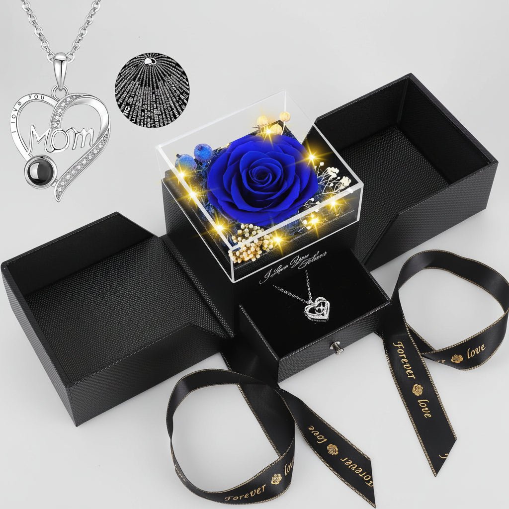 Collana Cuore Luce Rosa Eterna LED Regalo Romantico