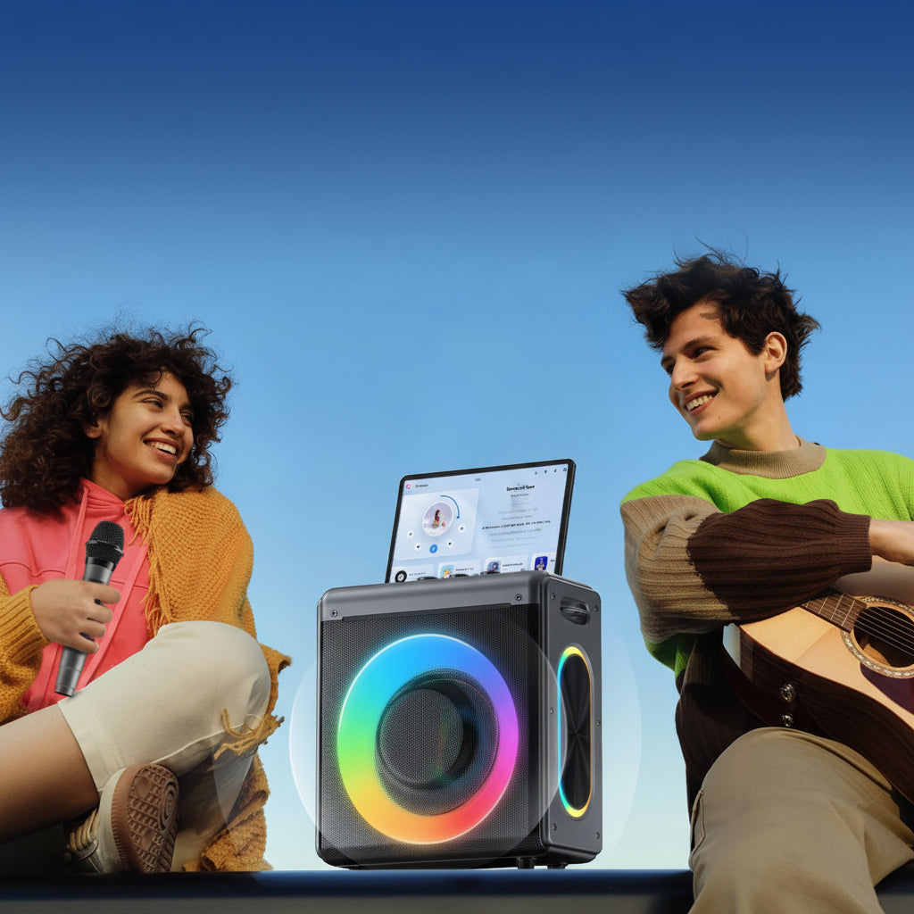 Bluetooth Speaker Karaoke Portable LED Wireless Microphones