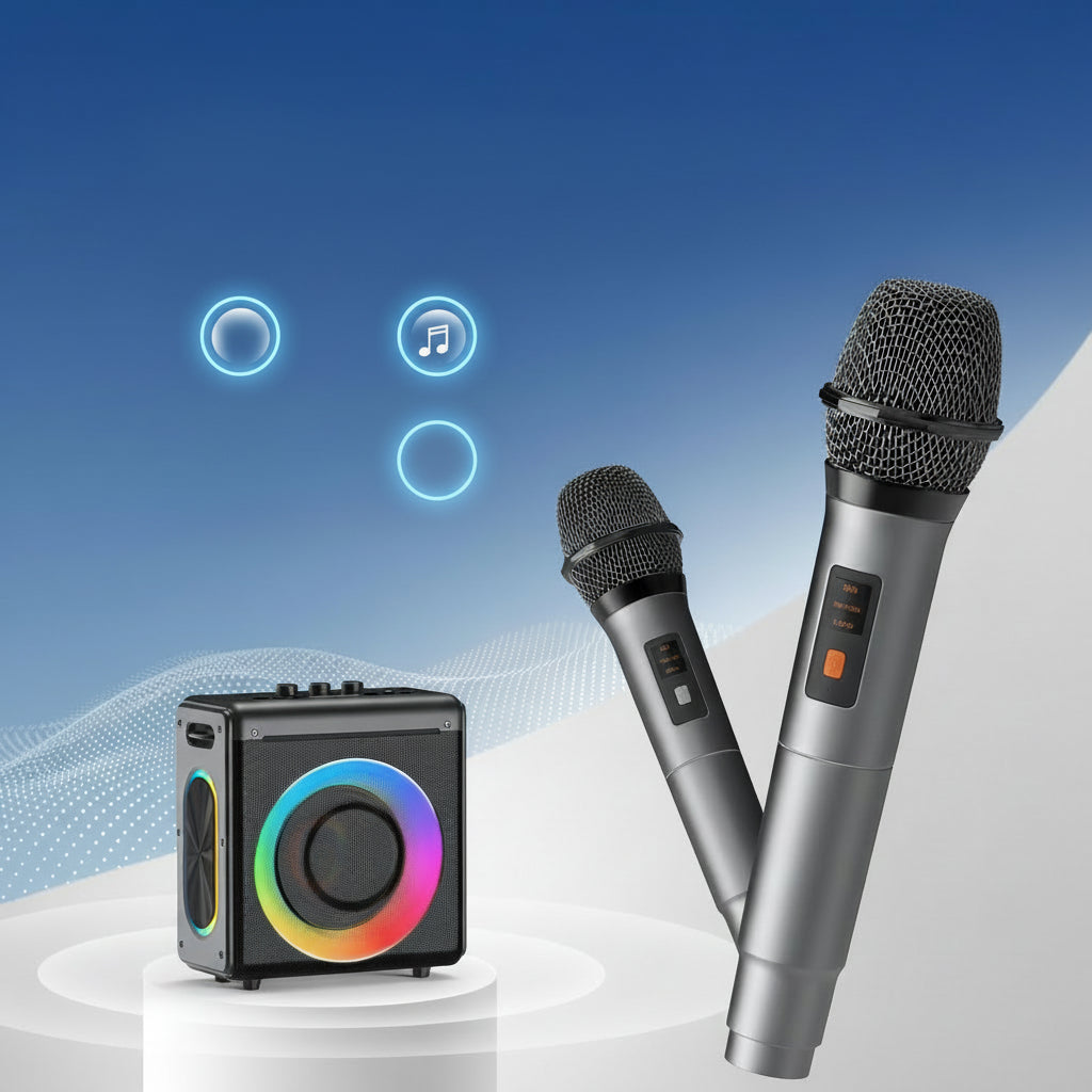 Bluetooth Speaker Karaoke Portable LED Wireless Microphones