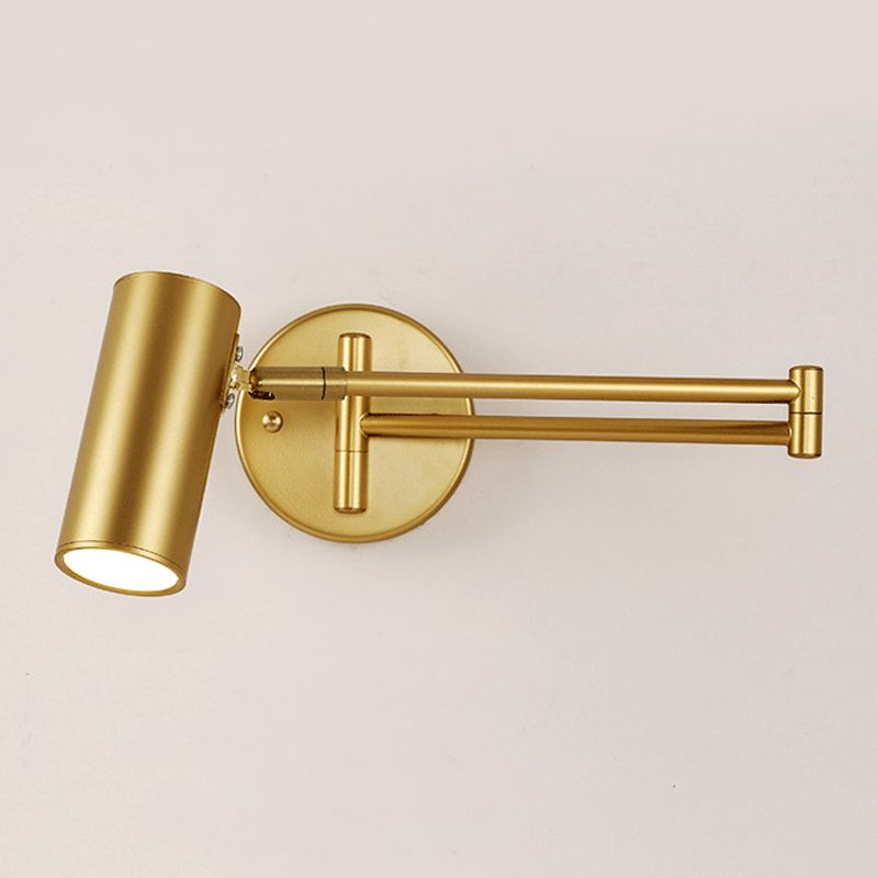 Lámpara de pared moderna ajustable cilíndrica, 2 colores, sala de estar, metal