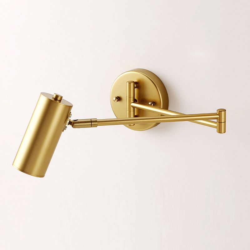Lámpara de pared moderna ajustable cilíndrica, 2 colores, sala de estar, metal