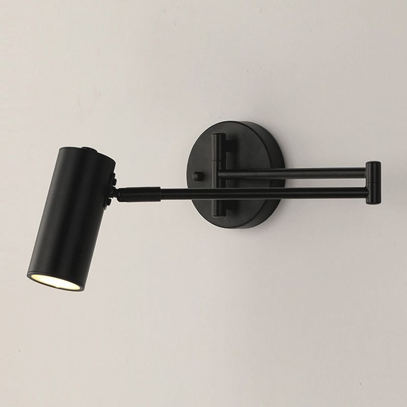 Lámpara de pared moderna ajustable cilíndrica, 2 colores, sala de estar, metal