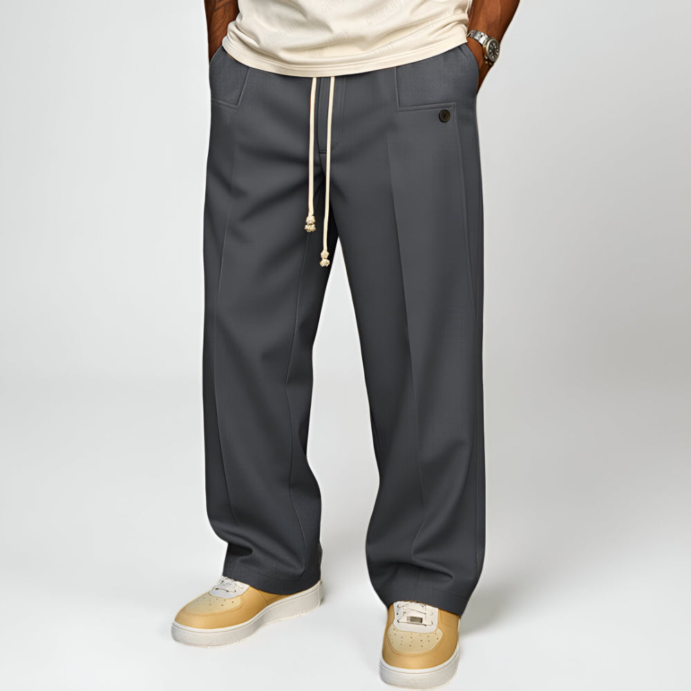 Pants Mens Wide Leg Drawstring Waist Daily Use
