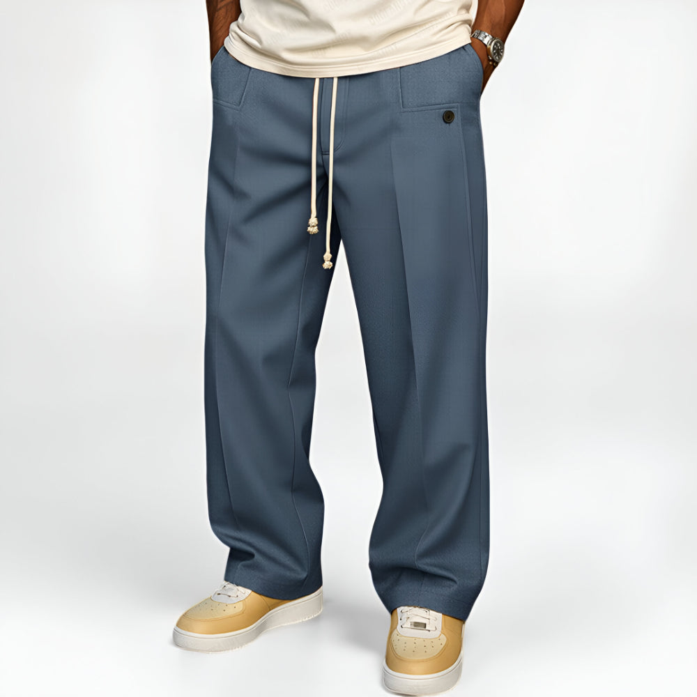 Pants Mens Wide Leg Drawstring Waist Daily Use