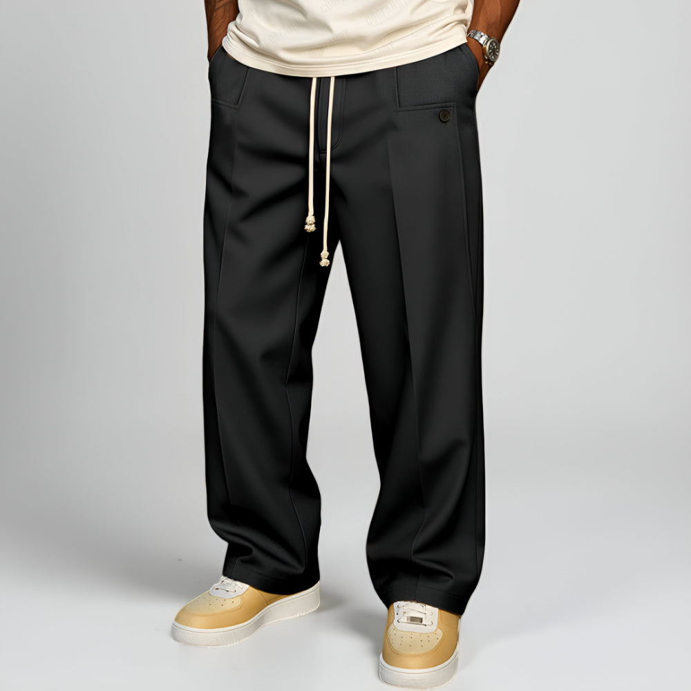 Pants Mens Wide Leg Drawstring Waist Daily Use