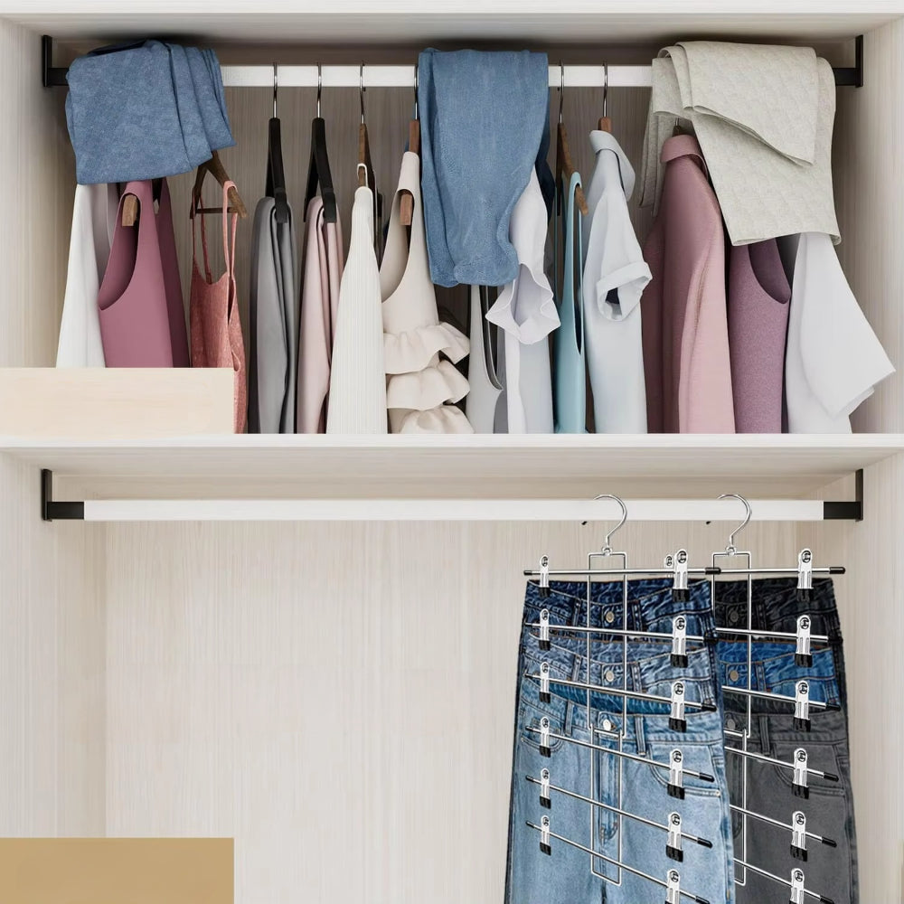 Pants Hanger Clothes Hanger Multilayer Space Saving Clips