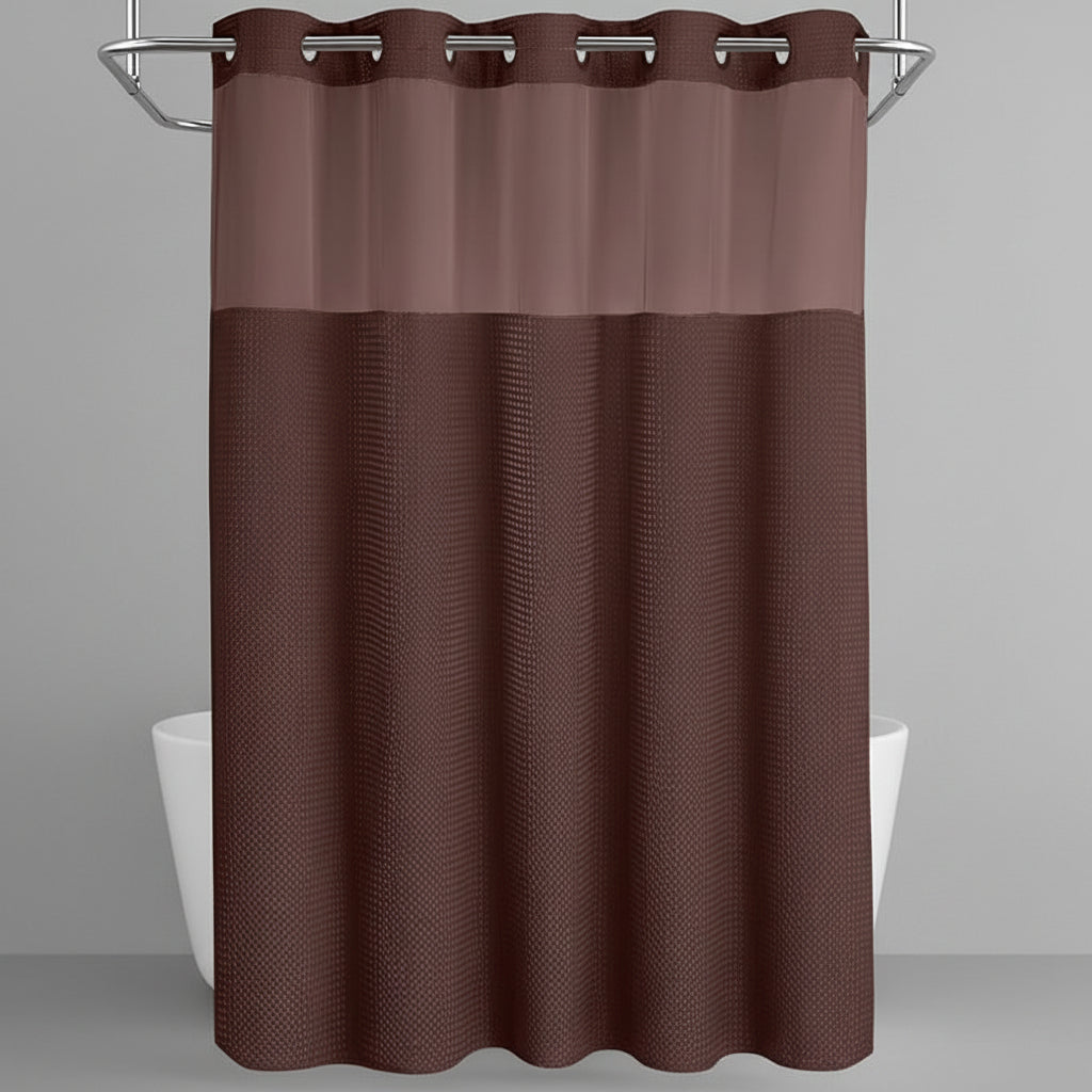 Cortina de ducha sin ganchos forro impermeable ventana de privacidad