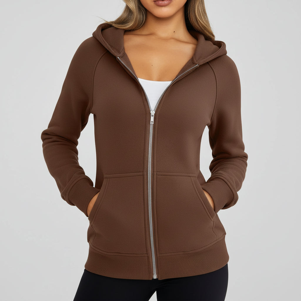 Felpa Zip Donna Slim Fit Misto Cotone Casual