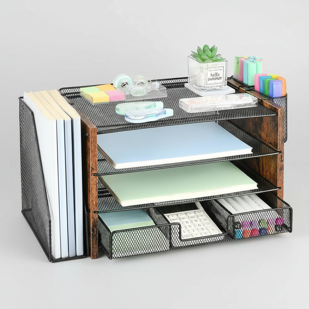 Desk Organizer Adjustable Drawer Vertical File Holder Office Storage