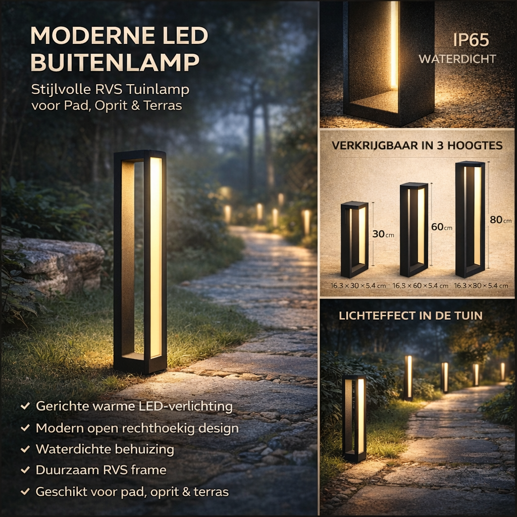 Buitenlamp Tuinlamp LED Staand RVS Waterdicht Modern