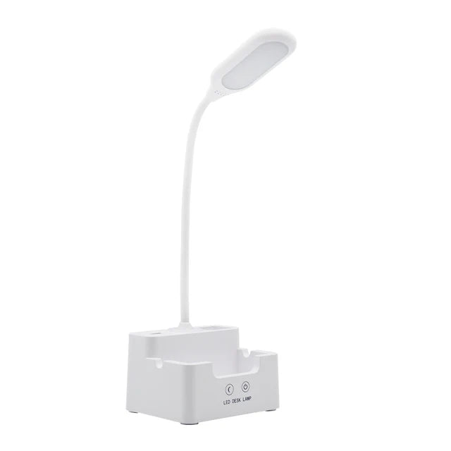 DeskBright - Flexible LED Desk Lamp with Pen and Phone Holder, Dimmable & USB Rechargeable