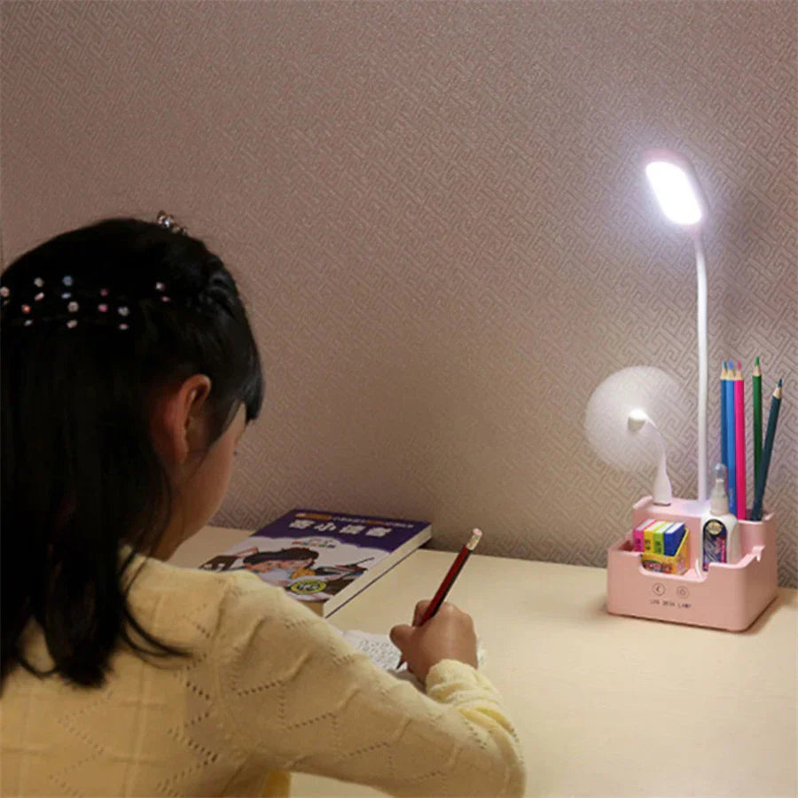 DeskBright - Flexible LED Desk Lamp with Pen and Phone Holder, Dimmable & USB Rechargeable