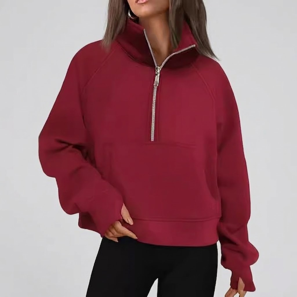 Maglione Donna Mezza Cerniera Casual Streetwear