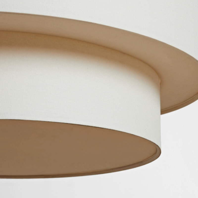 Bauhaus Beige Lampada a Sospensione a Tamburo in Lino Stratificato