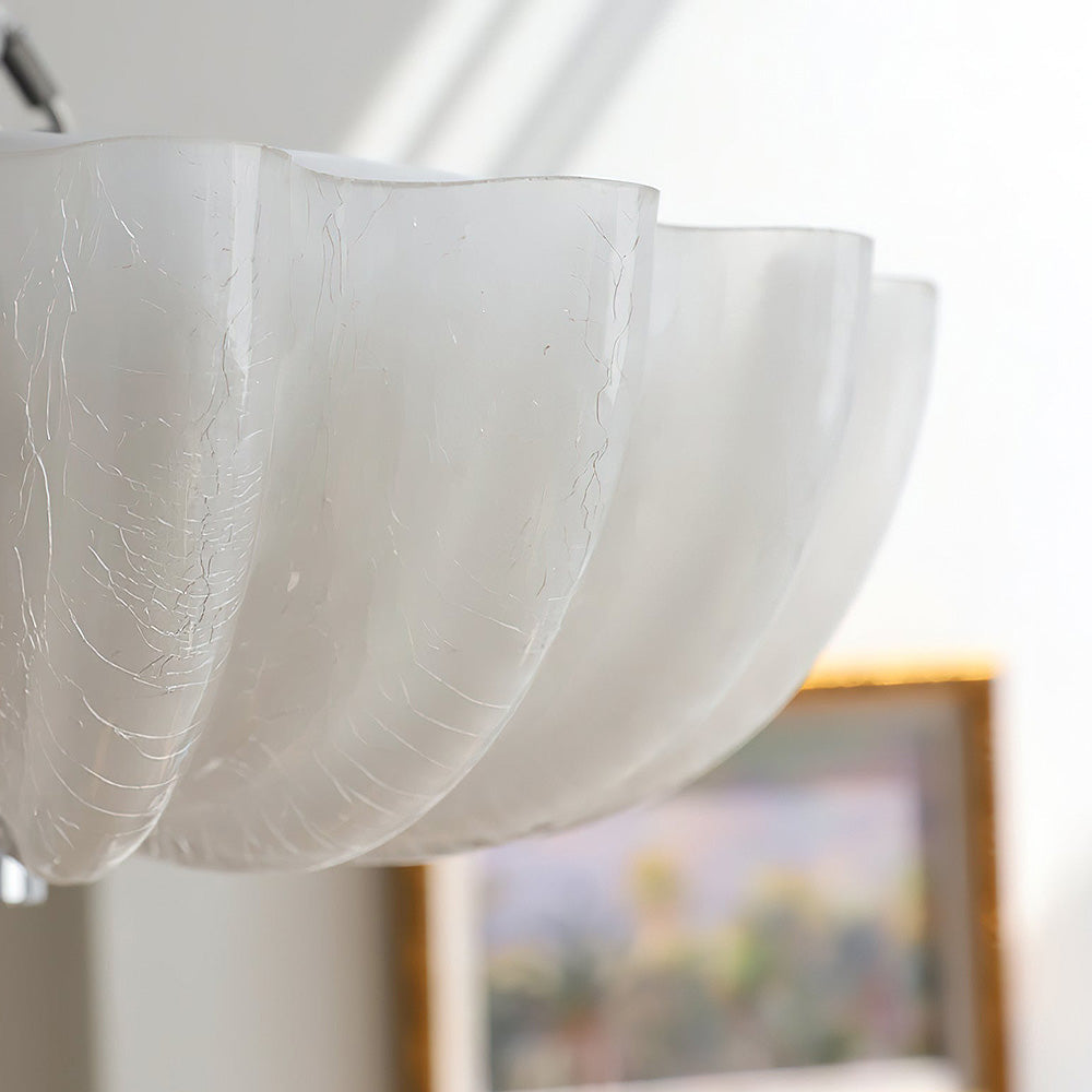 Elegante lampada da soffitto in vetro bianco