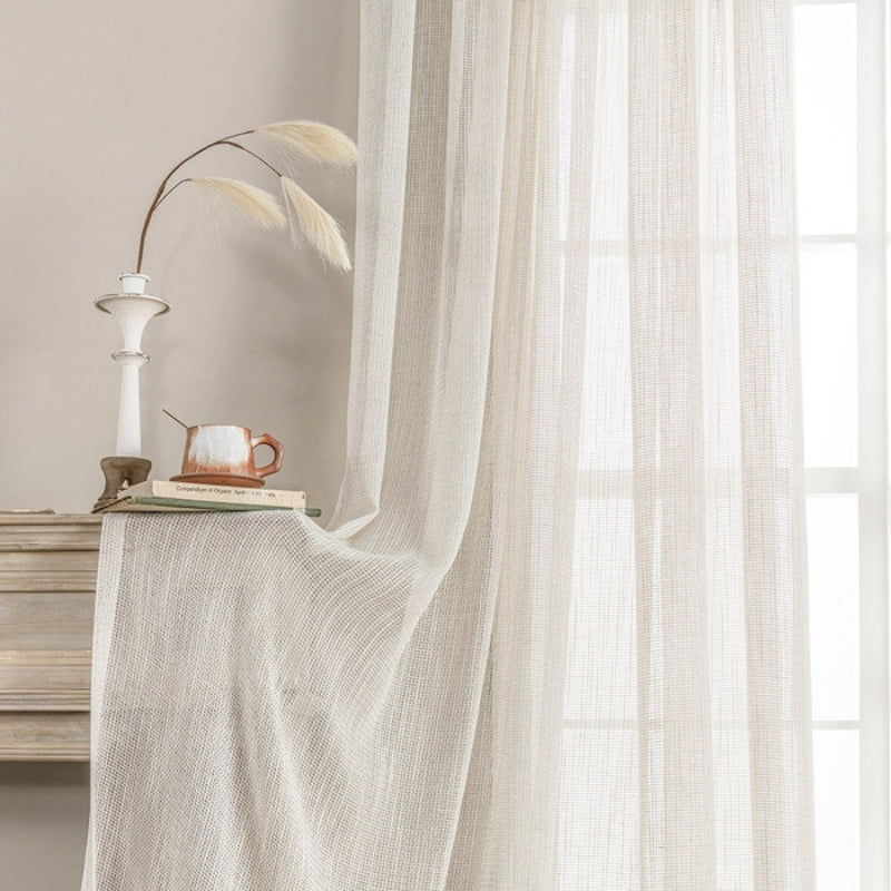 Eden - Cortinados Semi-transparentes de Textura Suave Tecidos em Linho com Aba Suave