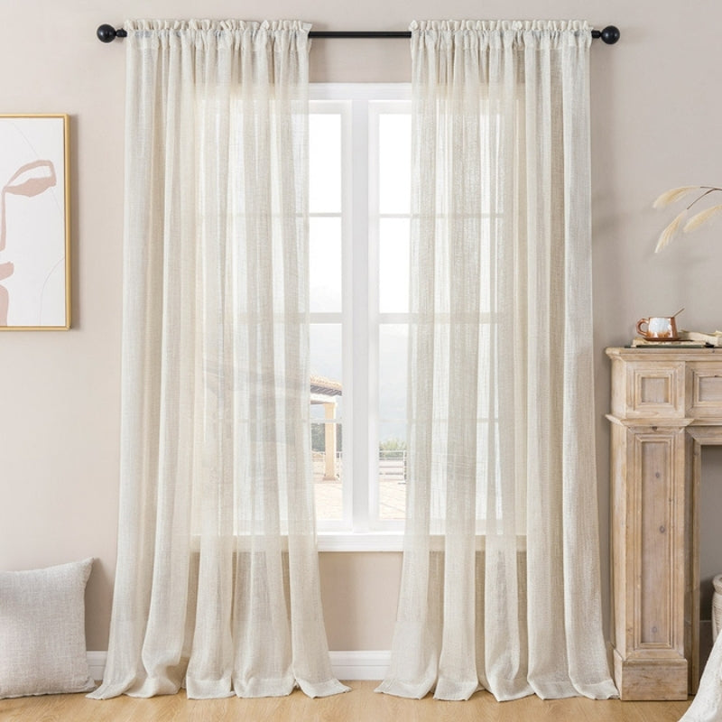 Eden - Cortinados Semi-transparentes de Textura Suave Tecidos em Linho com Aba Suave