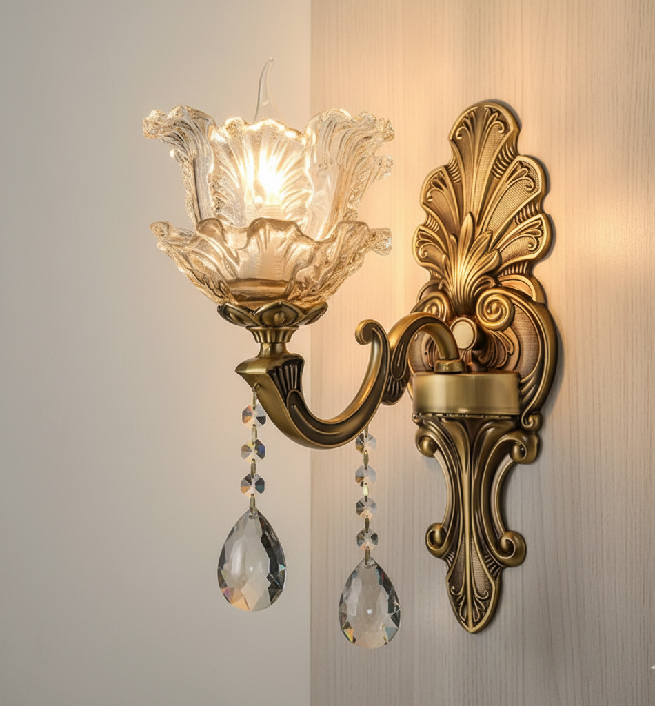 Wandlamp Vintage Goud Glas LED Dubbele Klassieke Binnenlamp