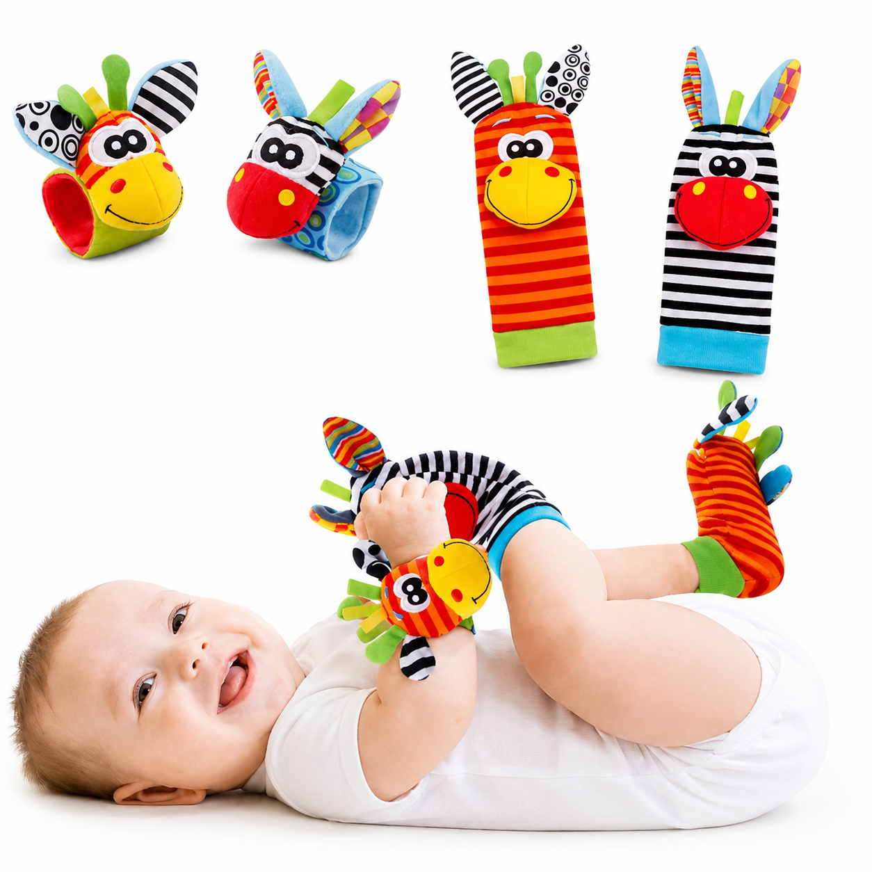 Calcetines para bebé sensoriales con puños y sonajero para juego y actividades