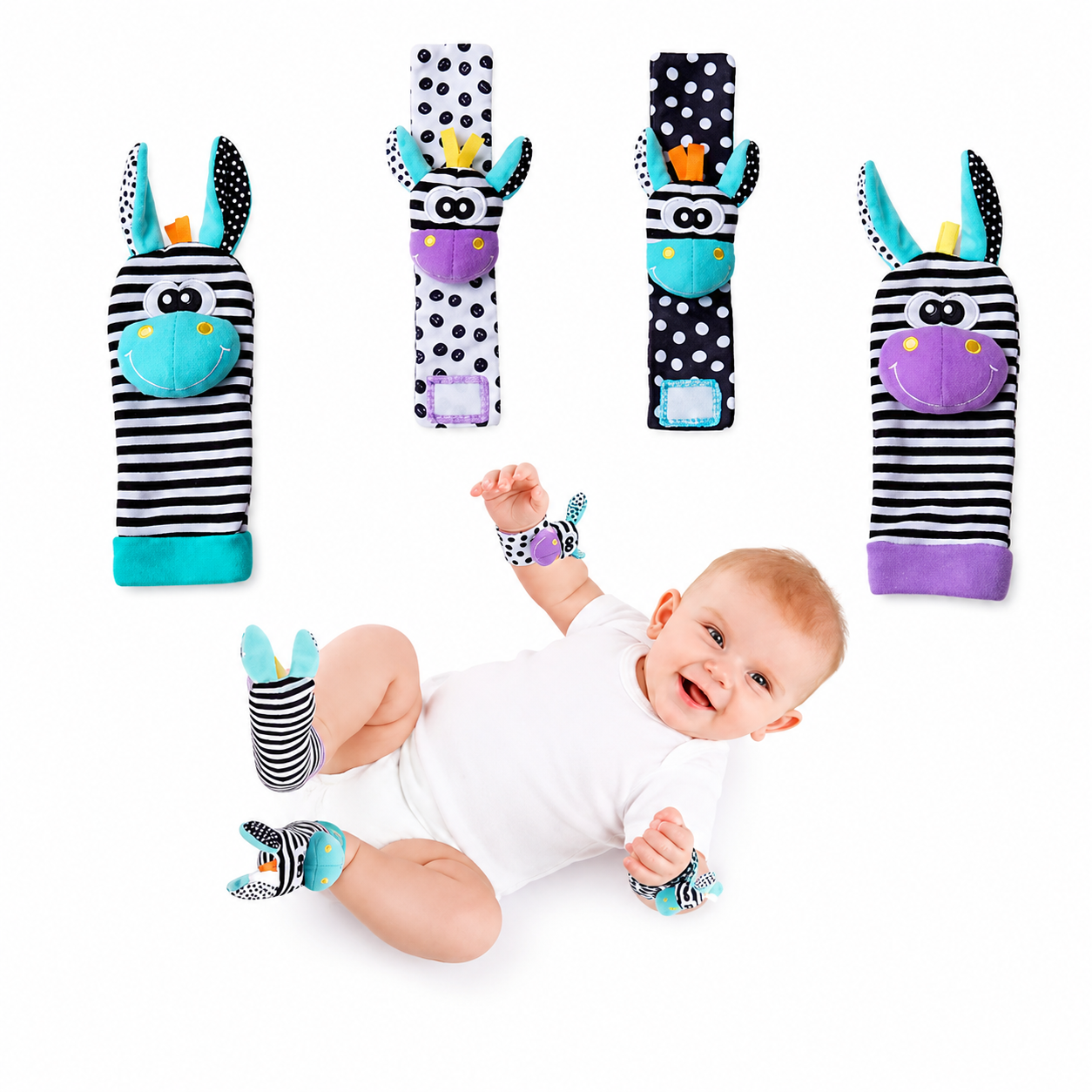 Sensory Newborn Socks with Rattle Cuff Play Activity