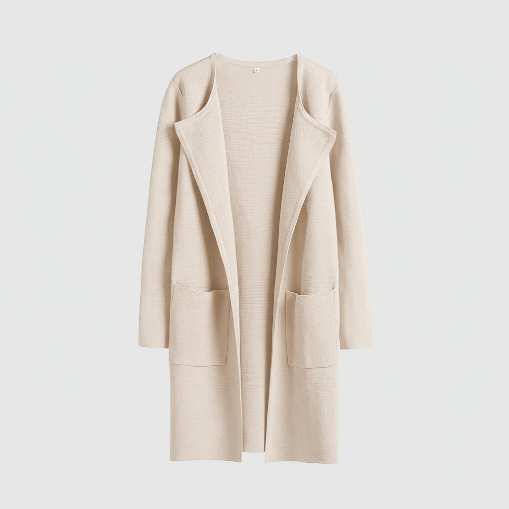 Knitted Cardigan Open Front Pockets Casual Knitted Jacket