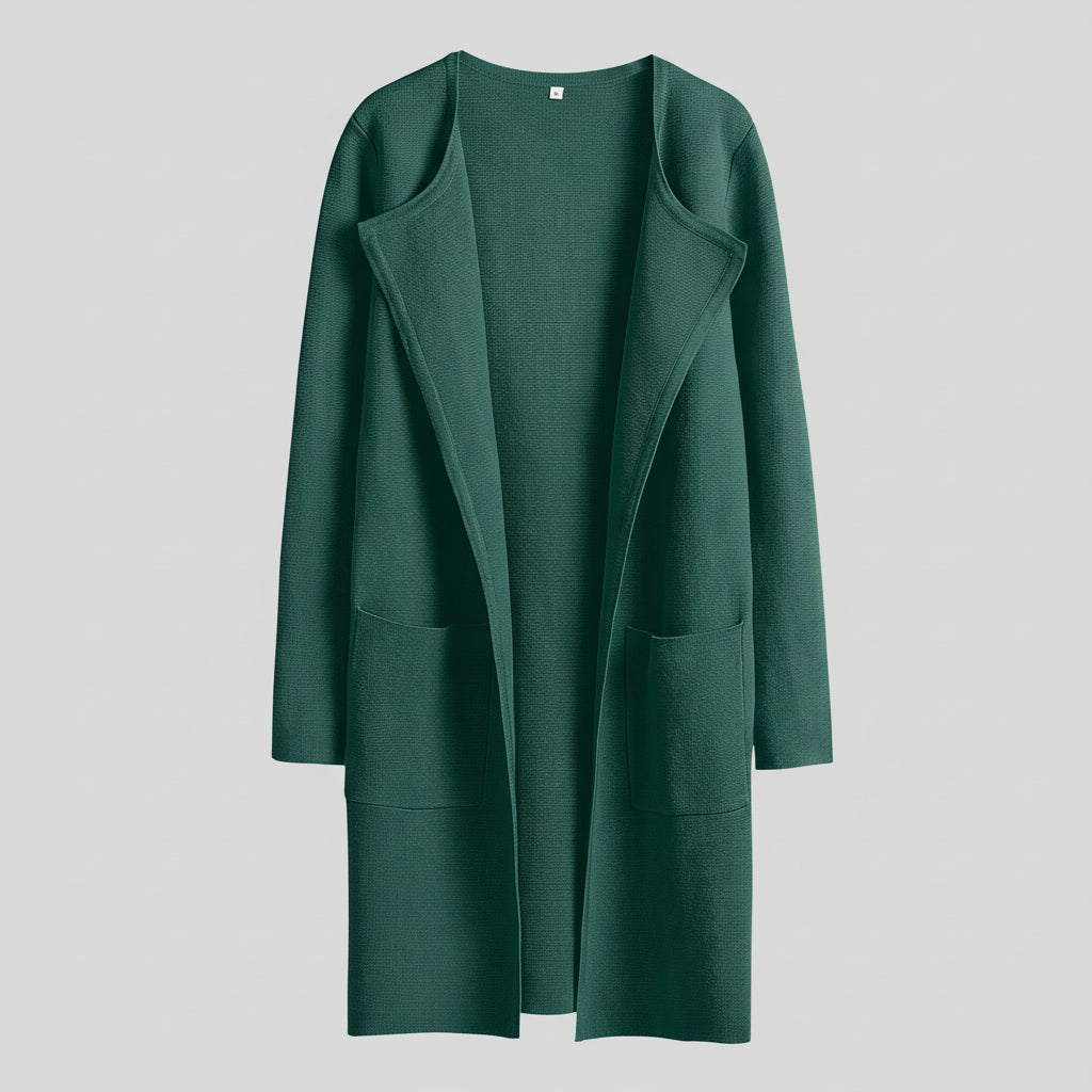 Knitted Cardigan Open Front Pockets Casual Knitted Jacket
