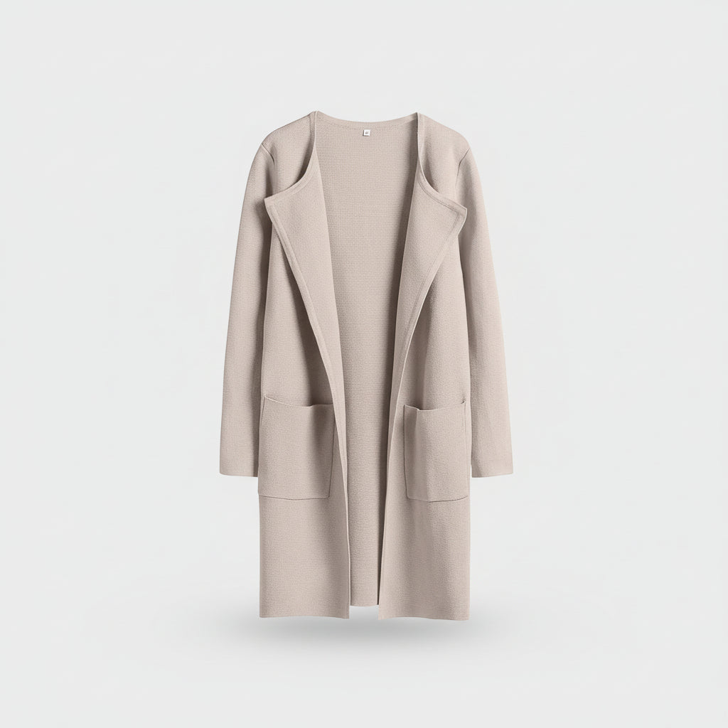 Knitted Cardigan Open Front Pockets Casual Knitted Jacket