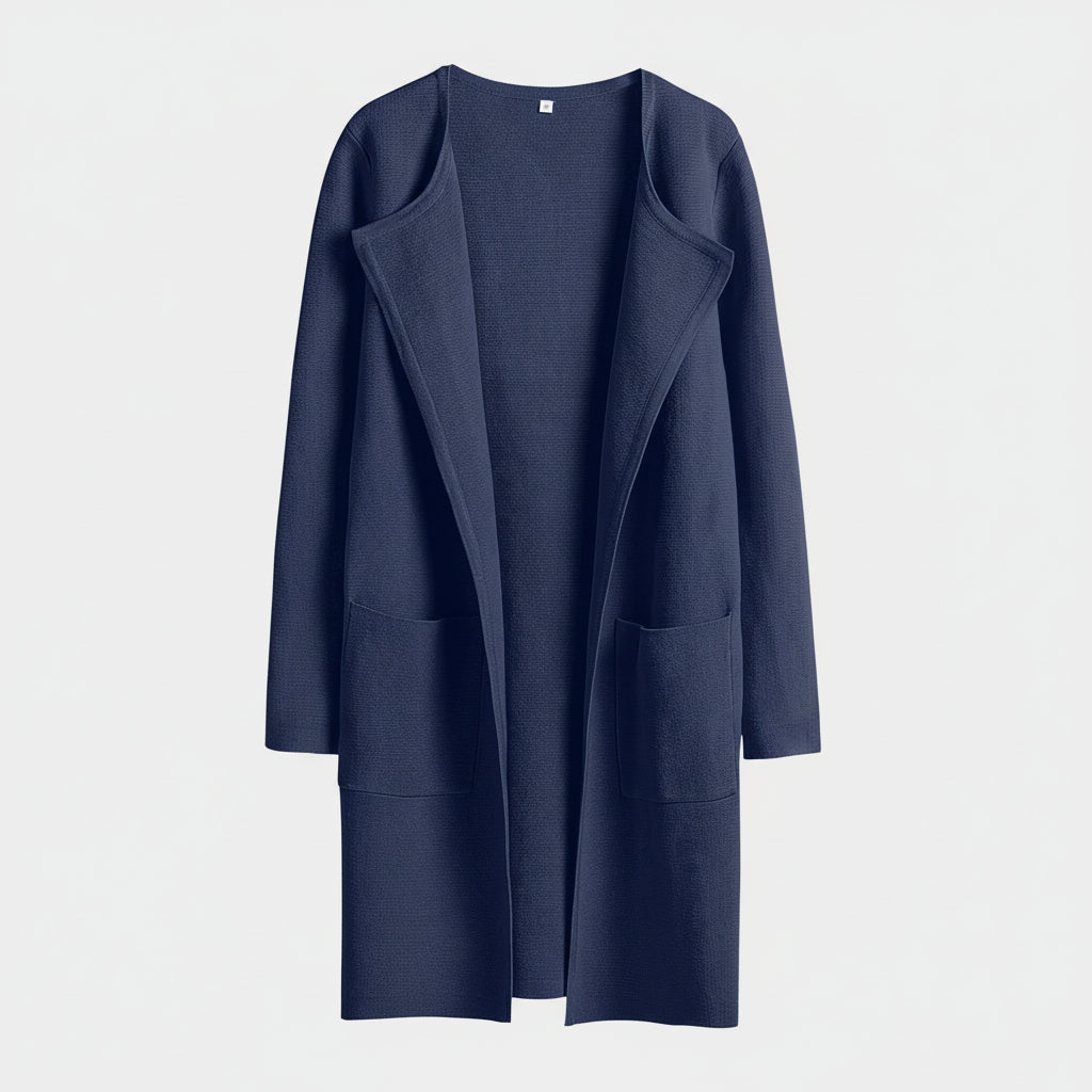 Knitted Cardigan Open Front Pockets Casual Knitted Jacket