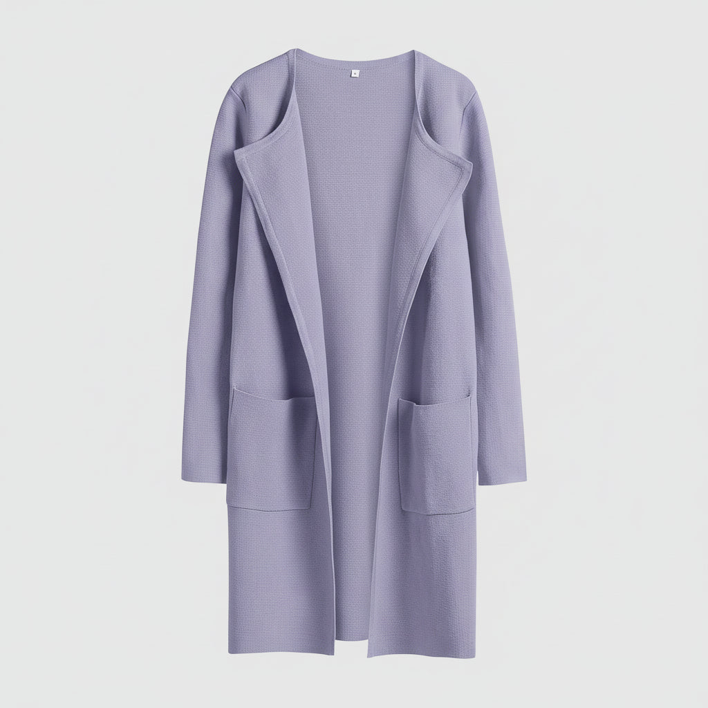 Knitted Cardigan Open Front Pockets Casual Knitted Jacket