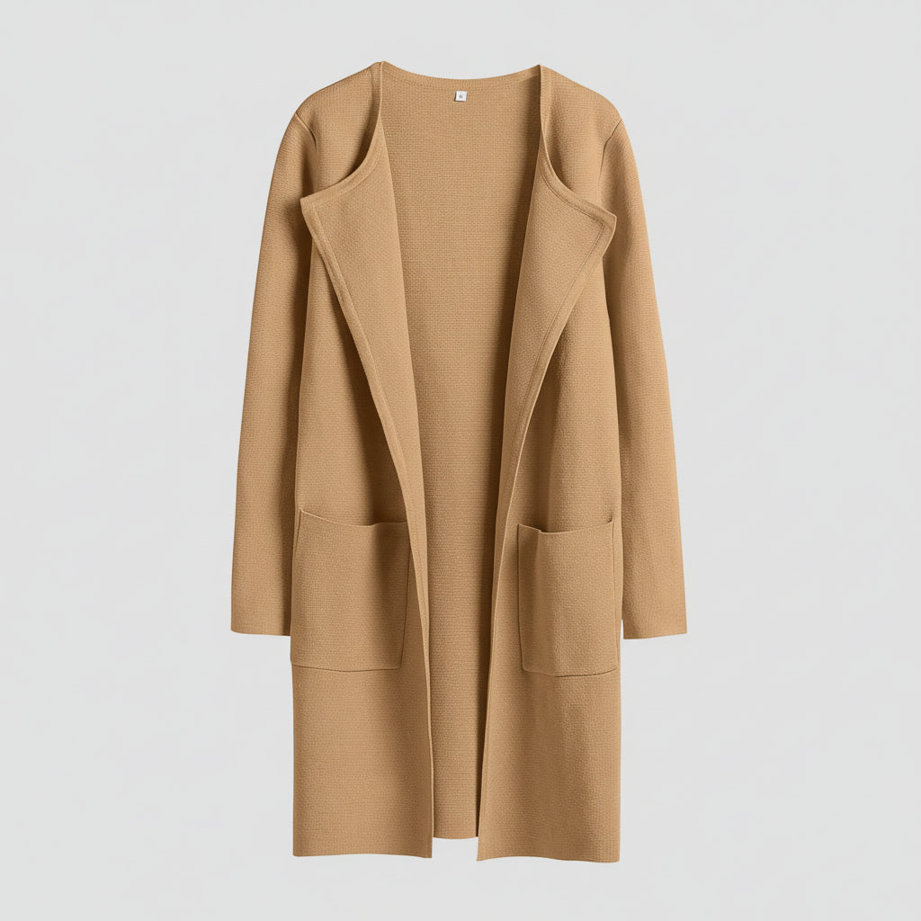 Knitted Cardigan Open Front Pockets Casual Knitted Jacket