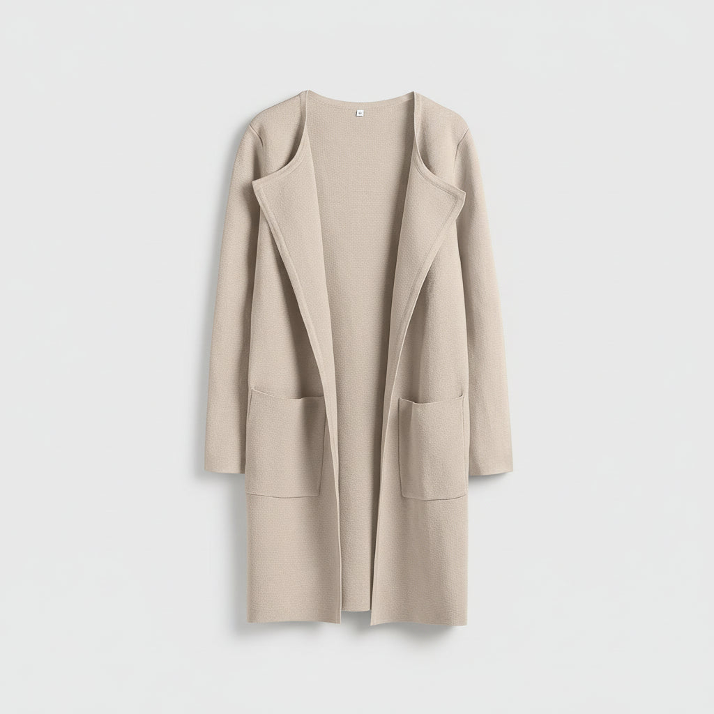 Knitted Cardigan Open Front Pockets Casual Knitted Jacket