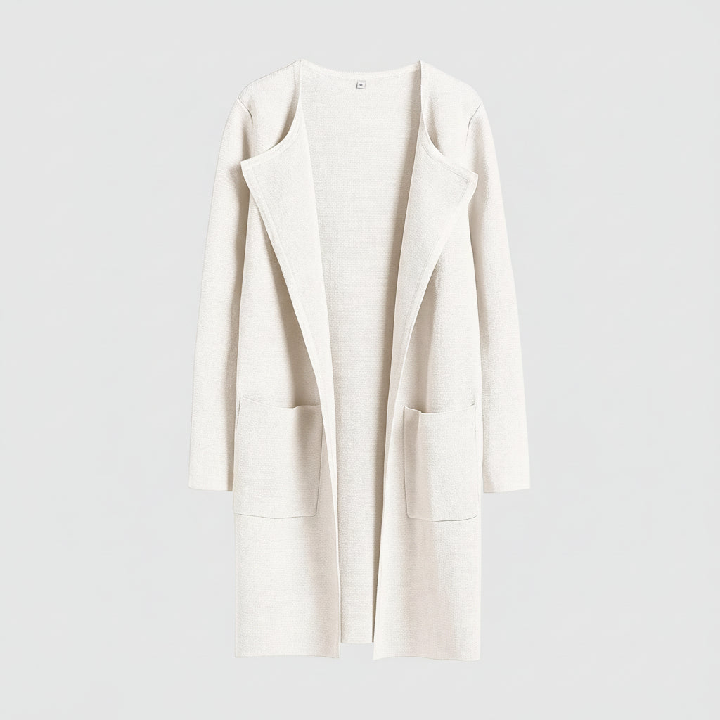 Knitted Cardigan Open Front Pockets Casual Knitted Jacket