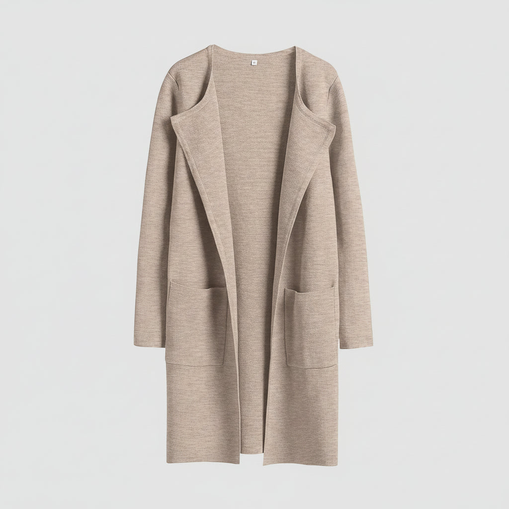 Knitted Cardigan Open Front Pockets Casual Knitted Jacket