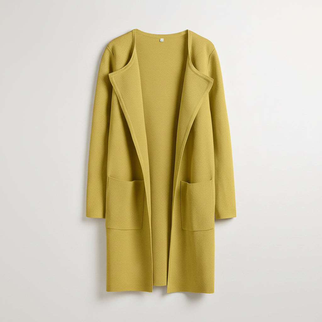 Knitted Cardigan Open Front Pockets Casual Knitted Jacket