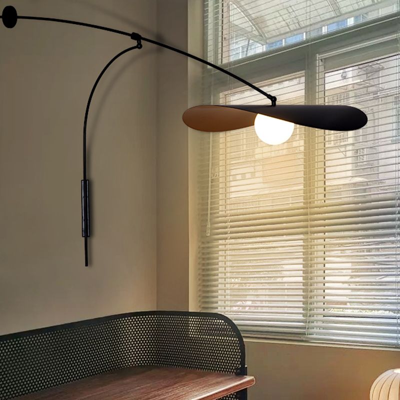 Carins Modern Wall Lamp, Arch, Metal/Glass, Black/Gold, Bedroom