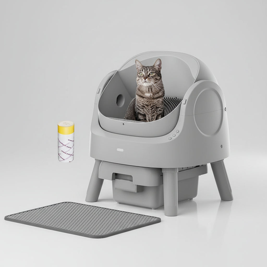 Cat Litter Box Large Open Top Self Cleaning Design