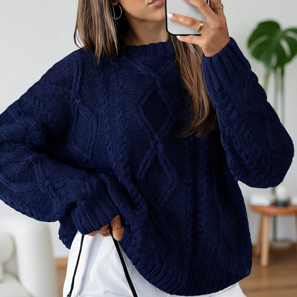 Trendy Cable Knit Sweater Oversized Fit Comfortable Stylish