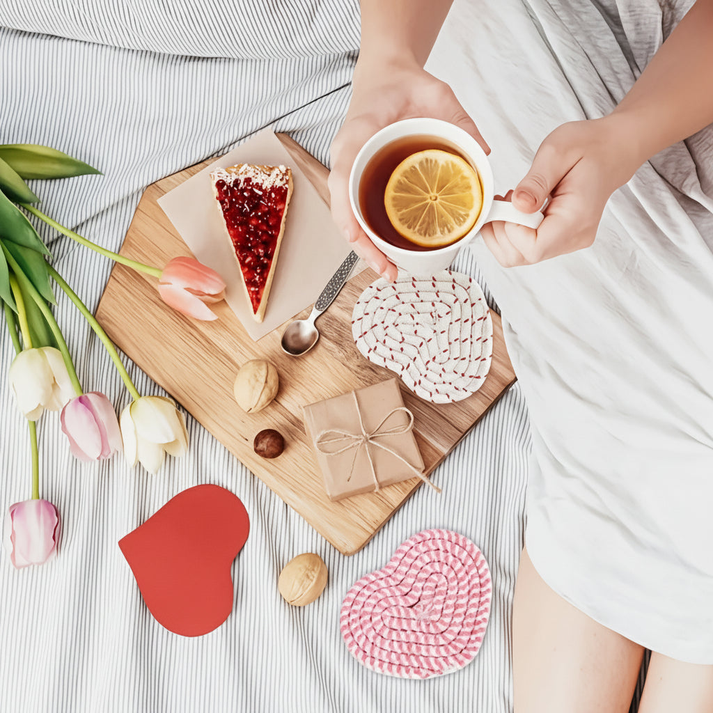 Set Sottobicchieri Intrecciati Forma Cuore
