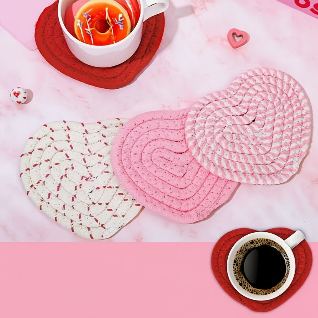 Set Sottobicchieri Intrecciati Forma Cuore