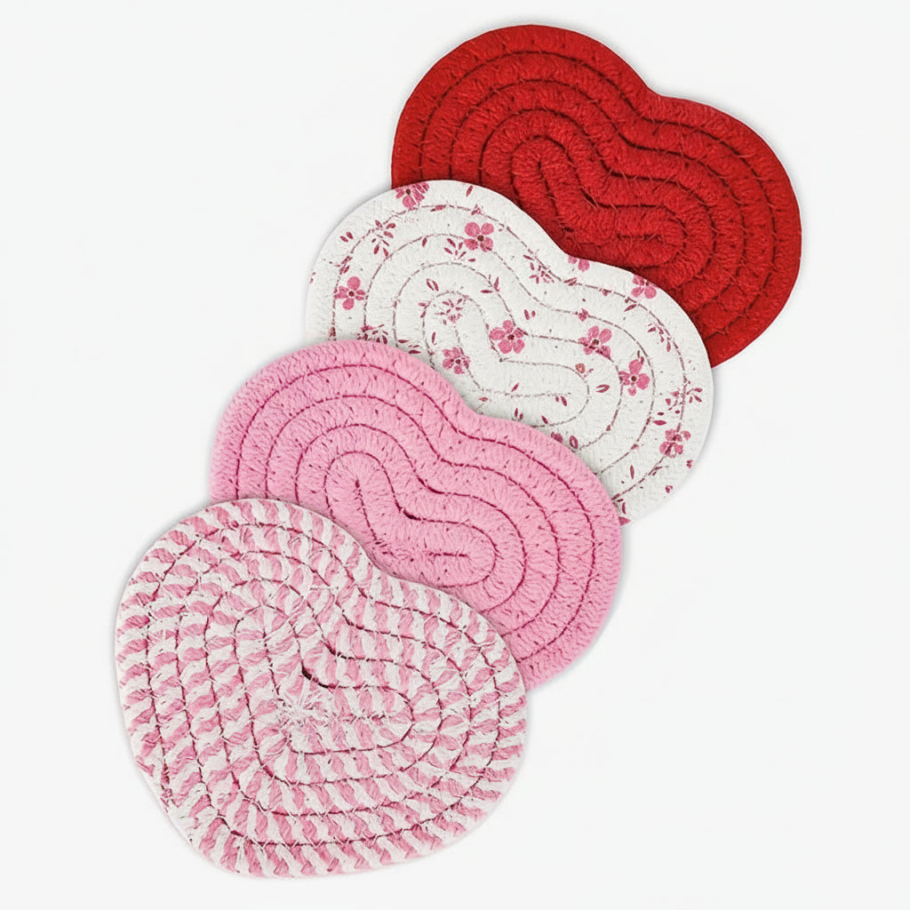 Set Sottobicchieri Intrecciati Forma Cuore