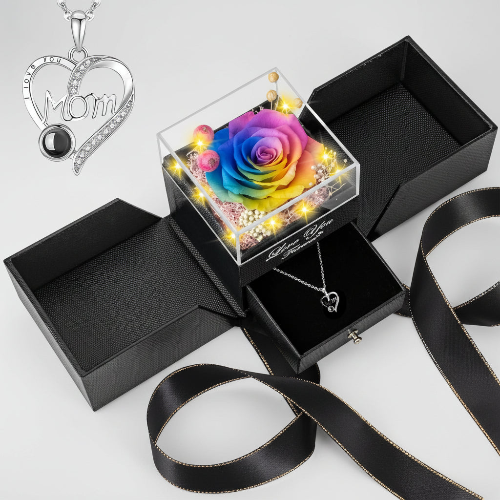 Collana Cuore Luce Rosa Eterna LED Regalo Romantico