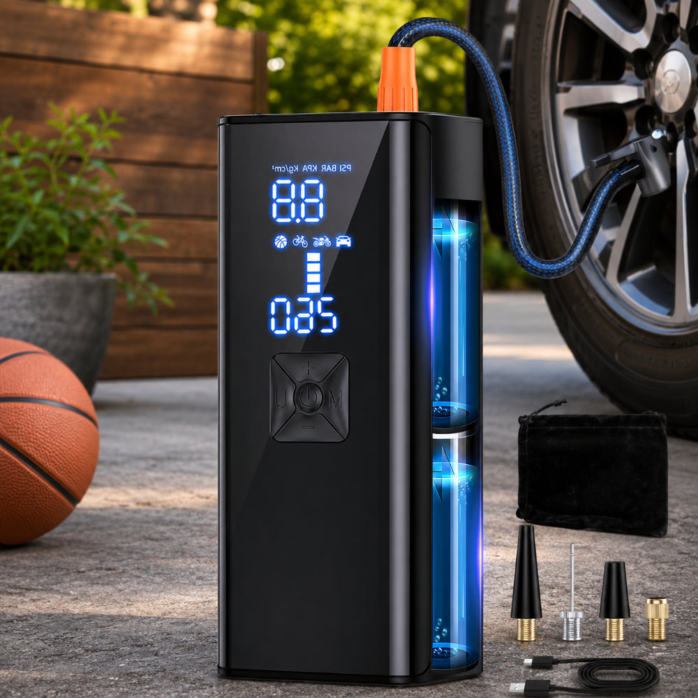 Compresor de aire portátil digital para inflar neumáticos de coche