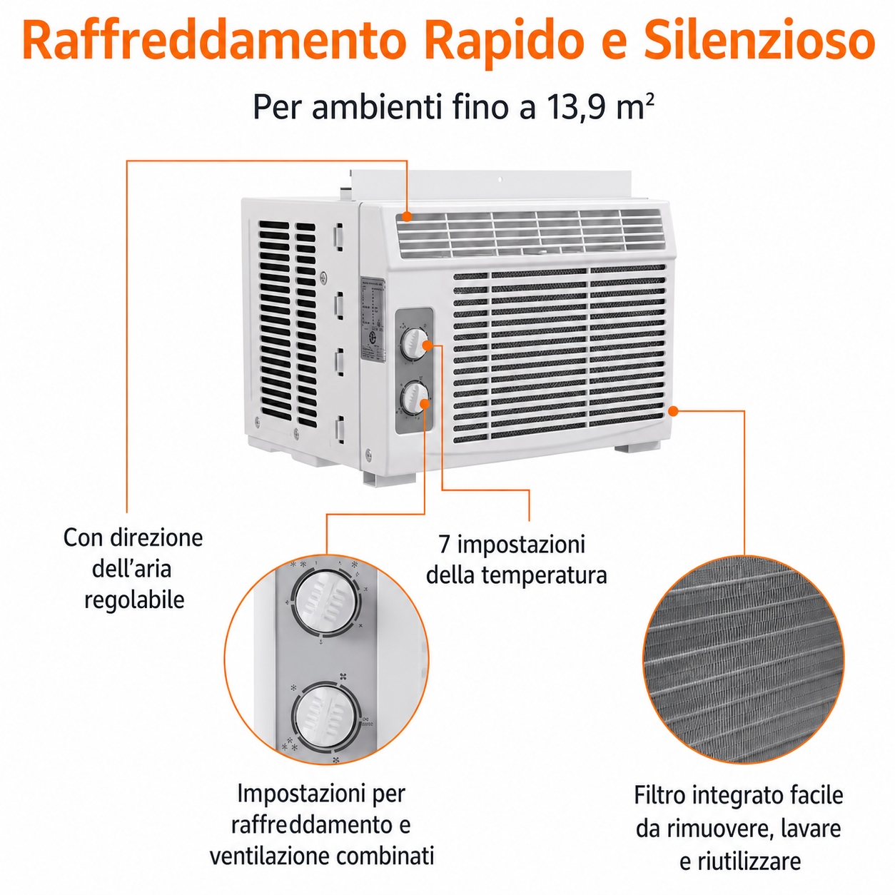 Compact Silent Modern Window Air Conditioner
