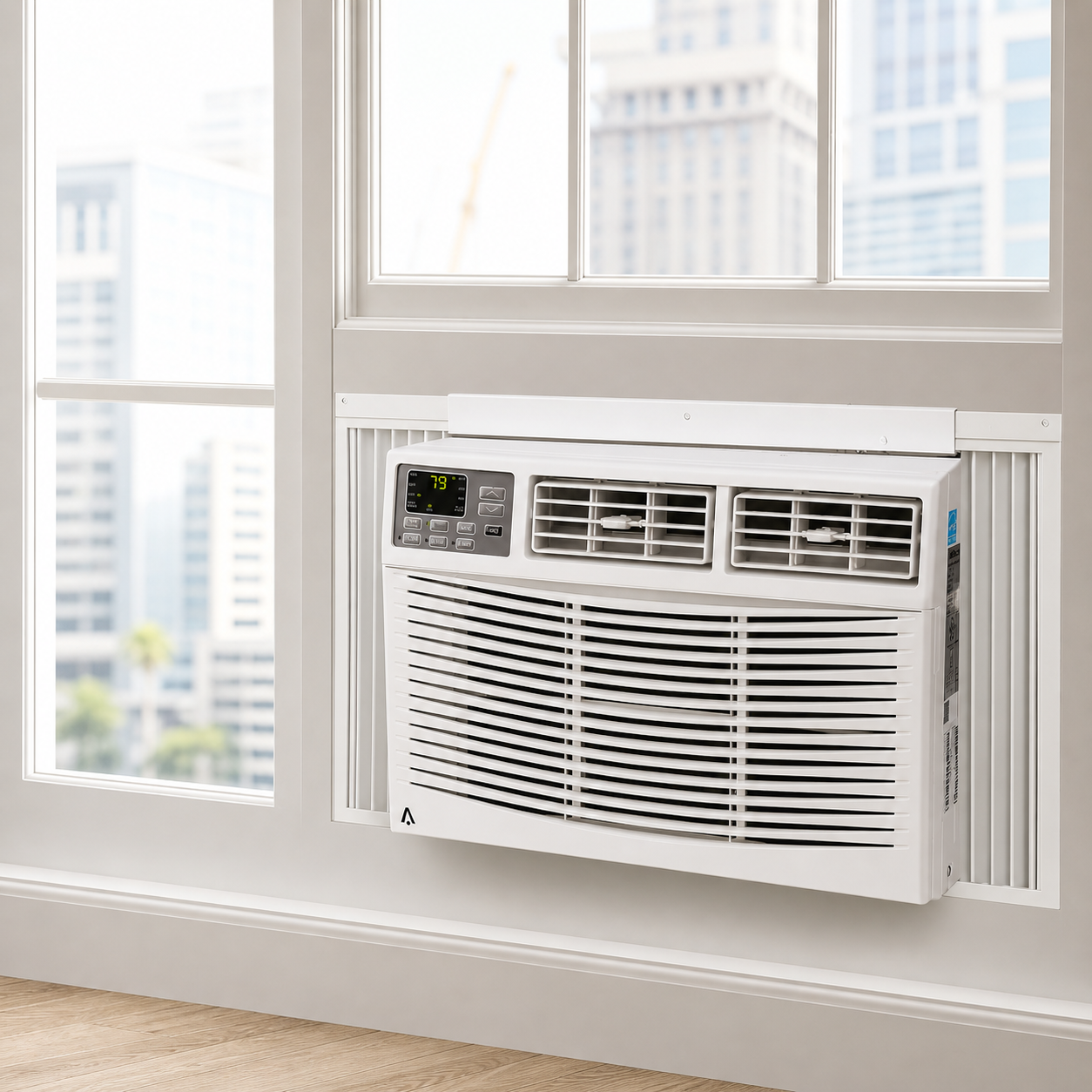 Aire acondicionado de ventana compacto y silencioso