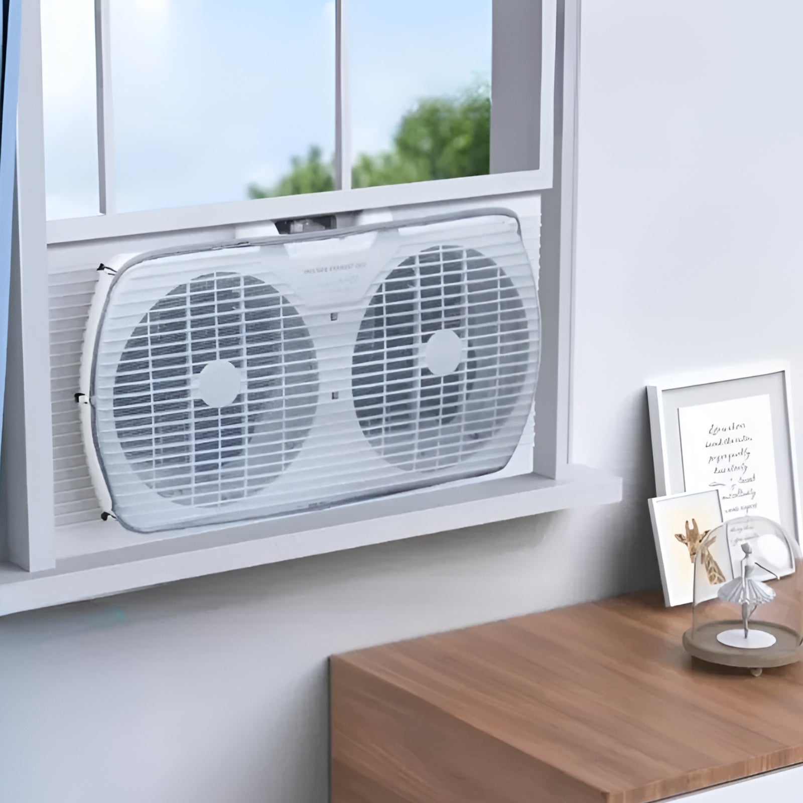 Aire acondicionado de ventana con ventilador doble y fácil de limpiar