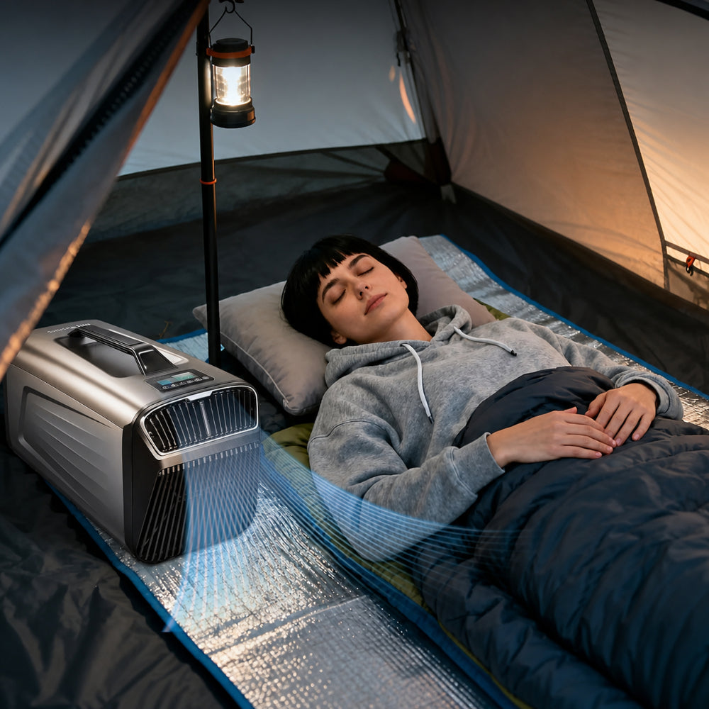 Aire acondicionado portátil para camping, coche y autocaravana, silencioso