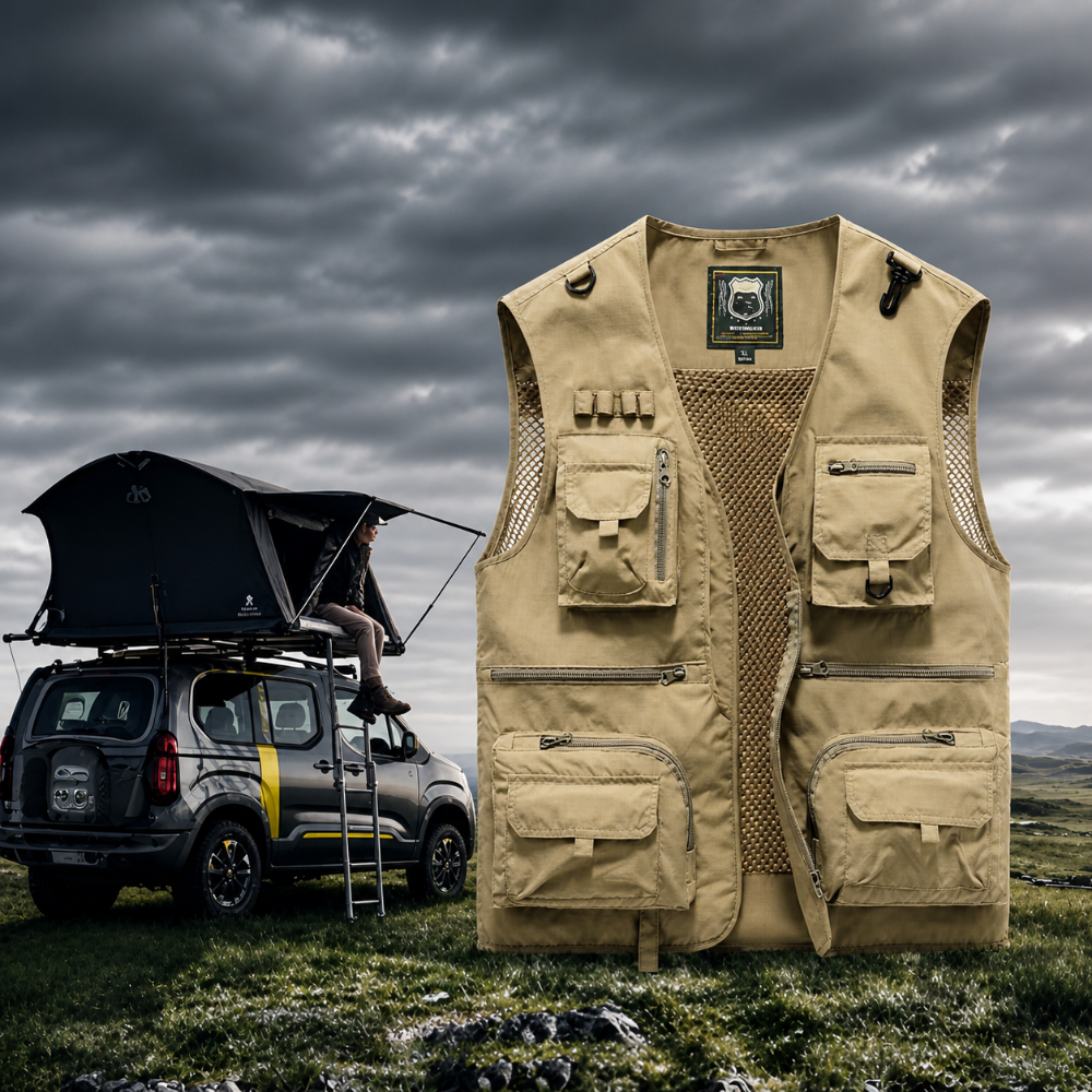 Uomo Gilet Multi Tasche Estivo Leggero Zip Viaggio Outdoor
